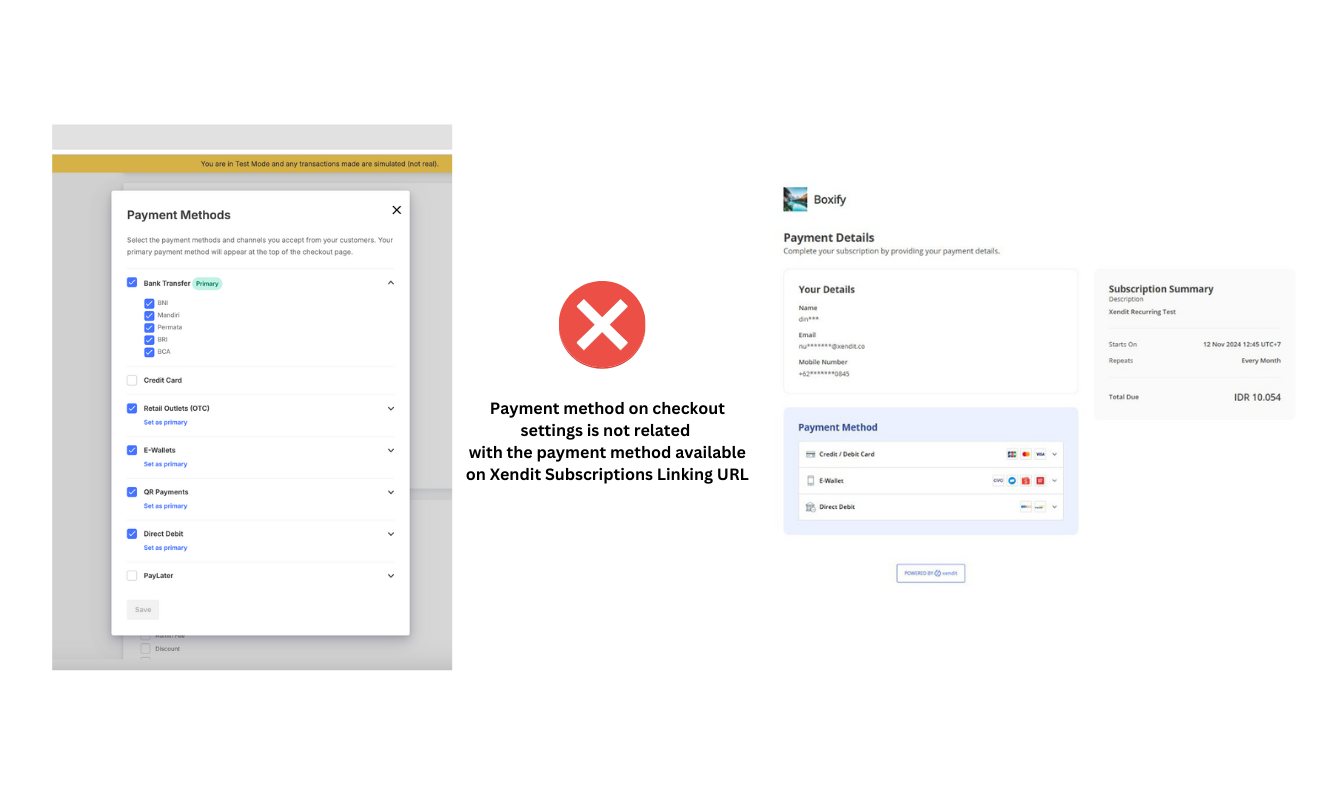 Payment method on checkout settings is not related with the payment method available on X (1).png